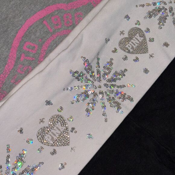 Victoria’s Secret PINK Rhinestone Sequin Bling Foldover Flare Leggings - LG - Picture 2 of 12